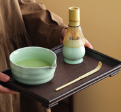 Premium Matcha Whisk 5-Piece Ceramic Matcha Tool Set - Spouted Bowl, Whisk, Holder, Sifter & Scoop for Japanese Matcha Tea Ceremony
