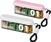 Premium Medicine Box - Four-Compartment Pill Box - Compact and Portable Travel Pill Box - Only 11.5cm, Perfect for Storing Daily Vitamins, Supplements, and Pills - Set of 2 (Light Pink, White)