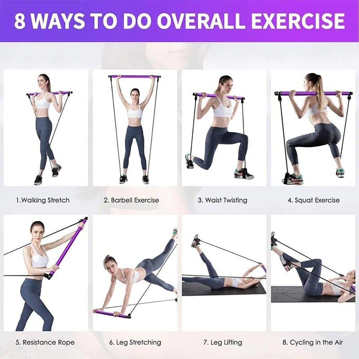 Premium Multi-Purpose Pilates Stick Home Fitness Stretch Exercise Training Hip Rope