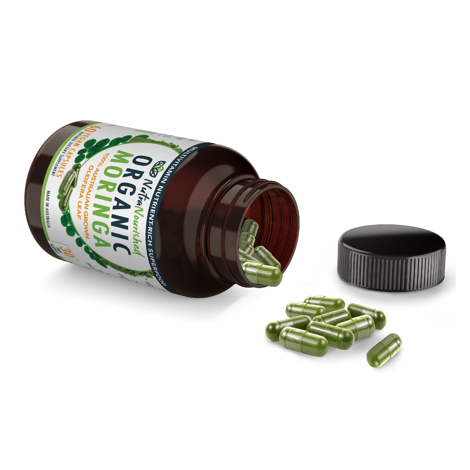 Organic Pure Moringa Leaf Capsules - 2 x 60 Vegan Capsules (2 Months Supply) - Health & Beauty > Nutrition &