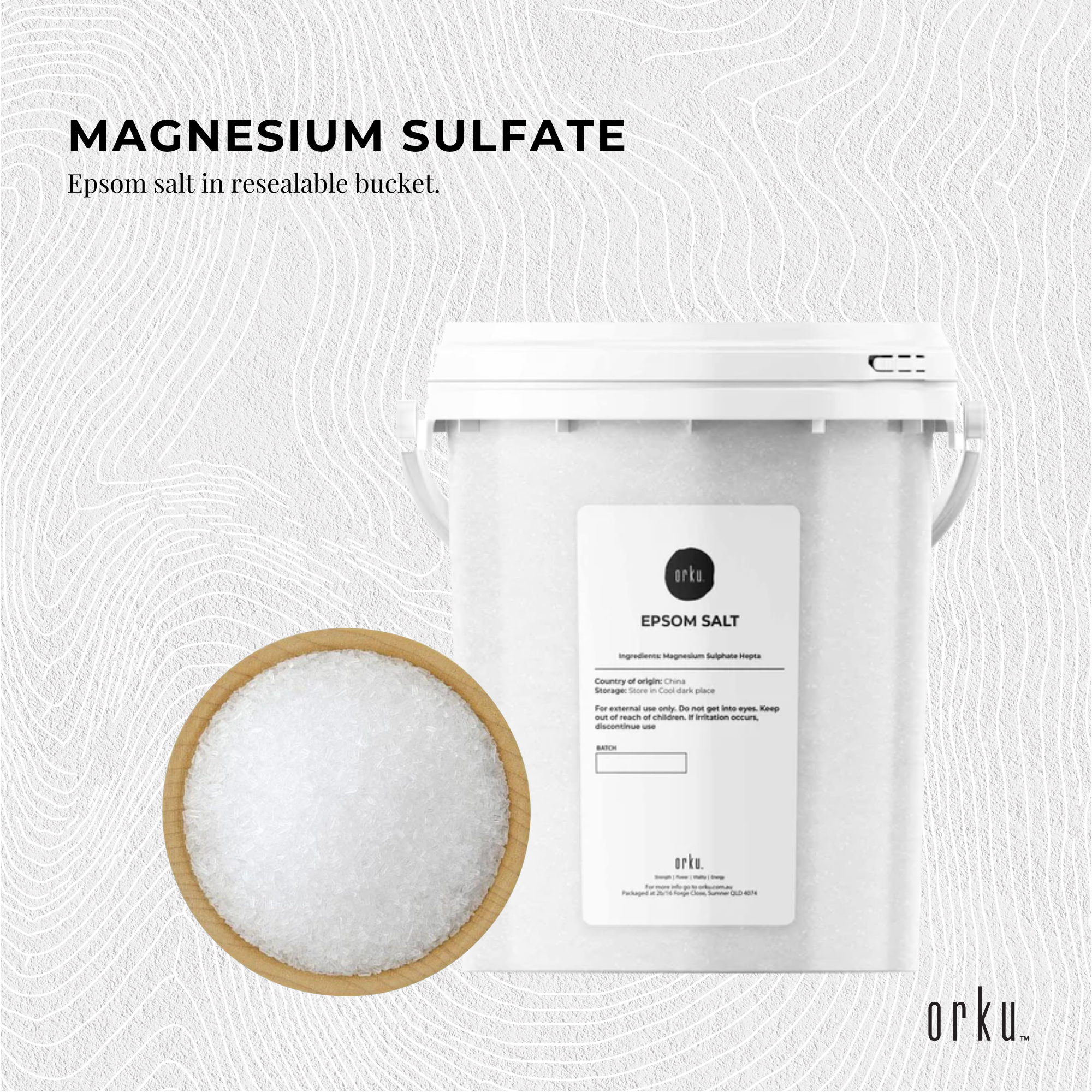 Orku 1.3kg Epsom Salt Tub - Magnesium Sulphate For Bath Skin Body Skin Care - Health & Beauty > Bath & Body > Bath