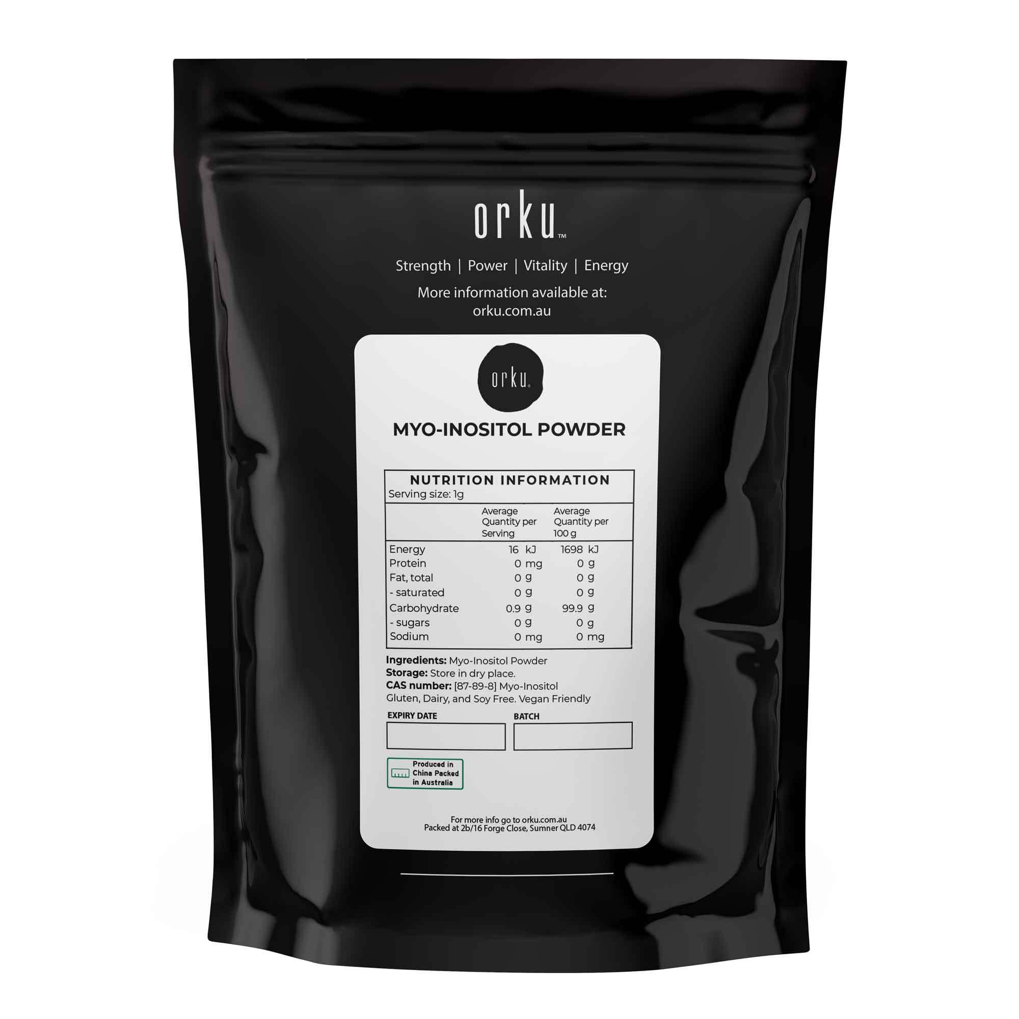 Premium Orku 100g Myo Inositol Powder - USP Grade High Purity Unflavoured