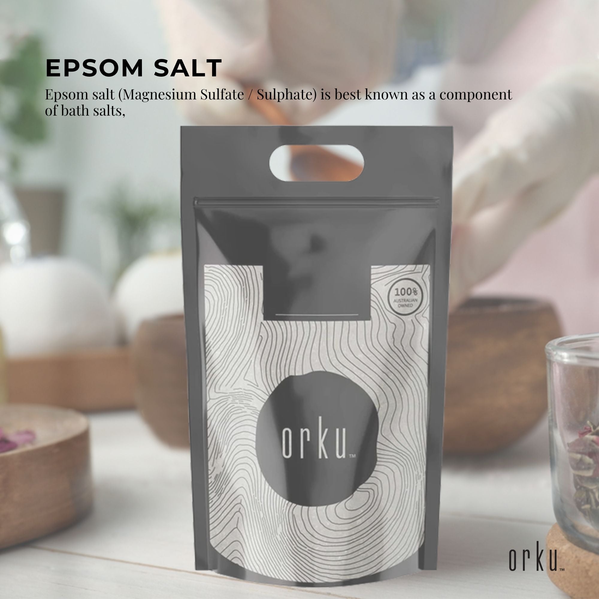 Orku 10Kg Epsom Salt - Magnesium Sulphate Bath Salts For Skin Body Sulfate - Health & Beauty > Bath & Body > Bath