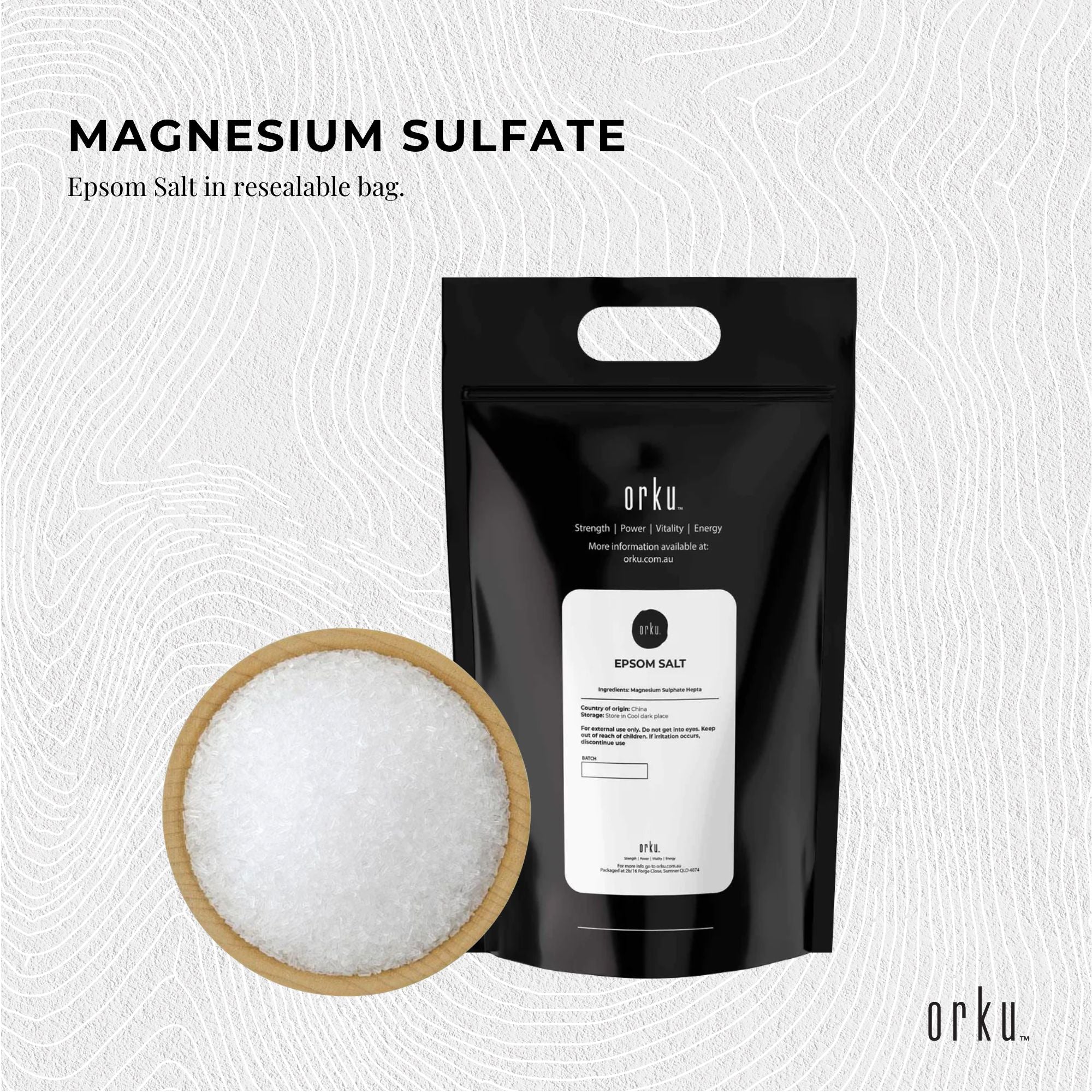 Orku 10Kg Epsom Salt - Magnesium Sulphate Bath Salts For Skin Body Sulfate - Health & Beauty > Bath & Body > Bath