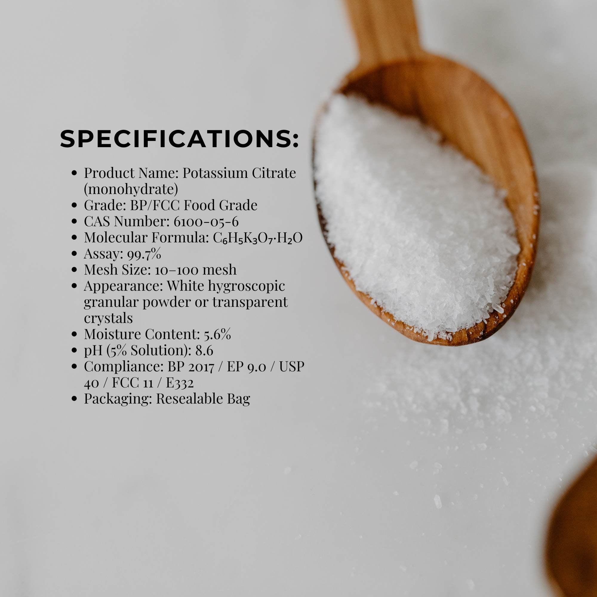 Orku 1Kg Potassium Citrate Food Grade - Granular BP USP FCC E332 Additive - Health & Beauty > Nutrition & Supplements >