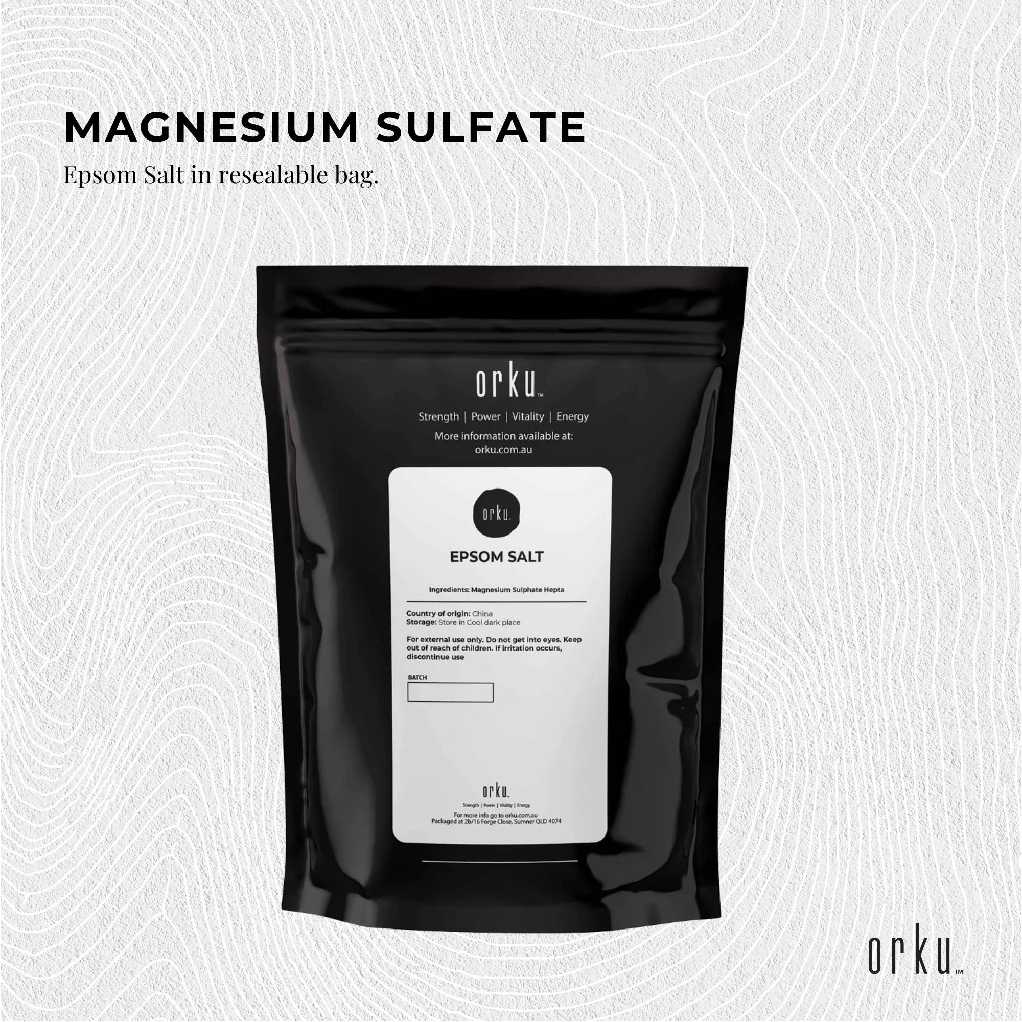 Orku 2Kg Epsom Salt - Magnesium Sulphate Bath Salts For Skin Body Sulfate - Health & Beauty > Bath & Body > Bath