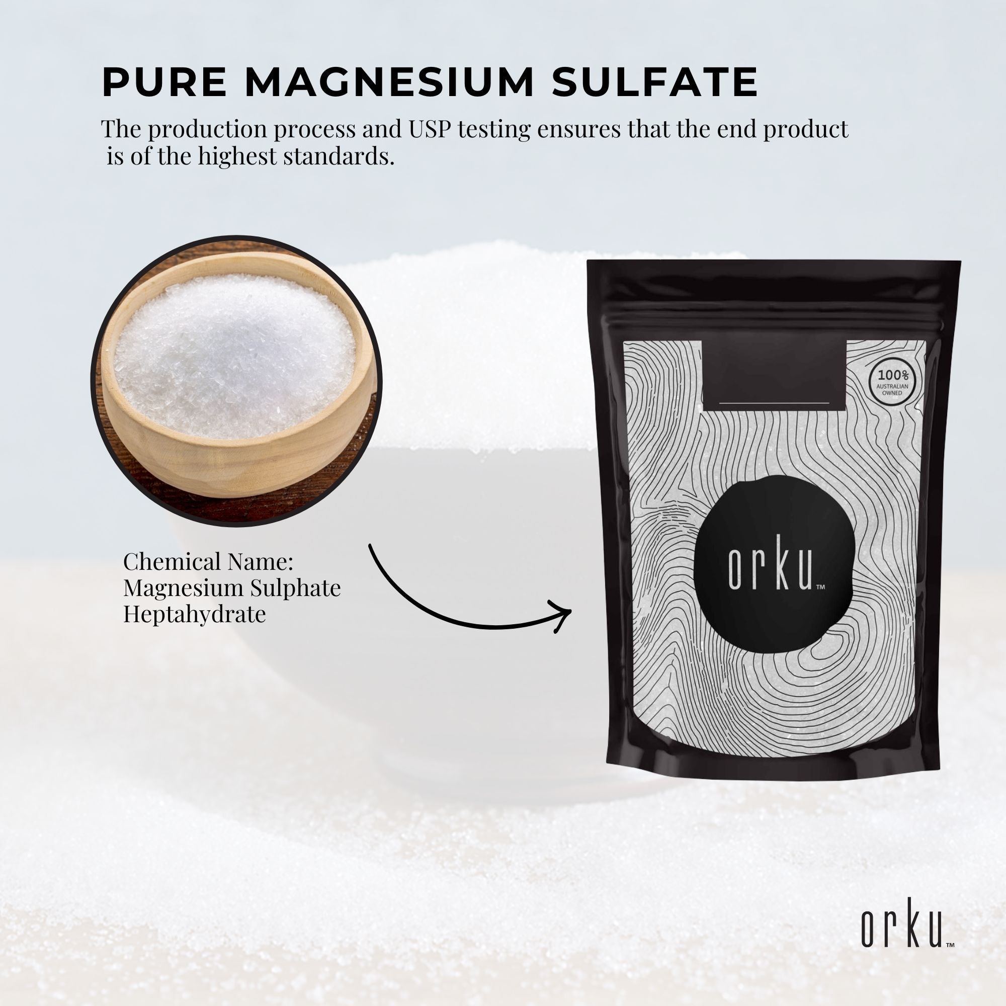 Orku 400g Epsom Salt - USP Grade Magnesium Sulfate Body Bath Salts - Health & Beauty > Bath & Body > Bath Additives