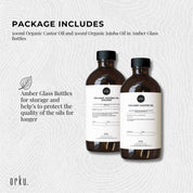 Orku 500ml Organic Castor Oil and 500ml Organic Jojoba Oil Pack - Health & Beauty > Skincare > Facial Lotions &