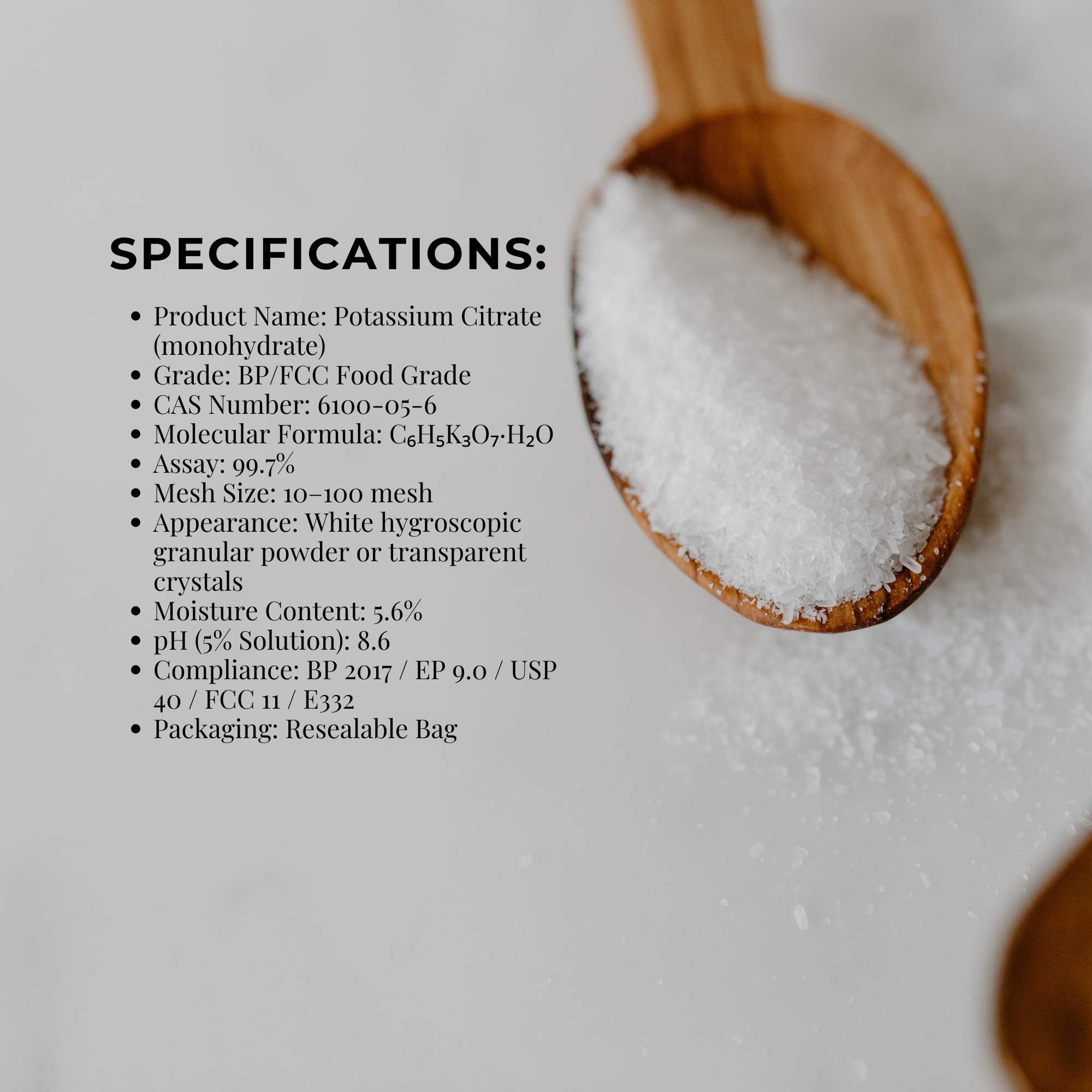 Orku 5Kg Potassium Citrate Food Grade - Granular BP USP FCC E332 Additive - Health & Beauty > Nutrition & Supplements >