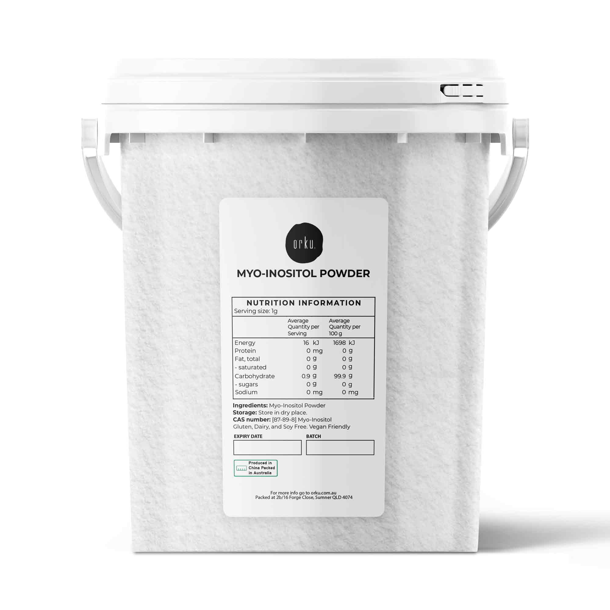 Premium Orku 800g Myo Inositol Powder Tub - USP Grade High Purity Unflavoured