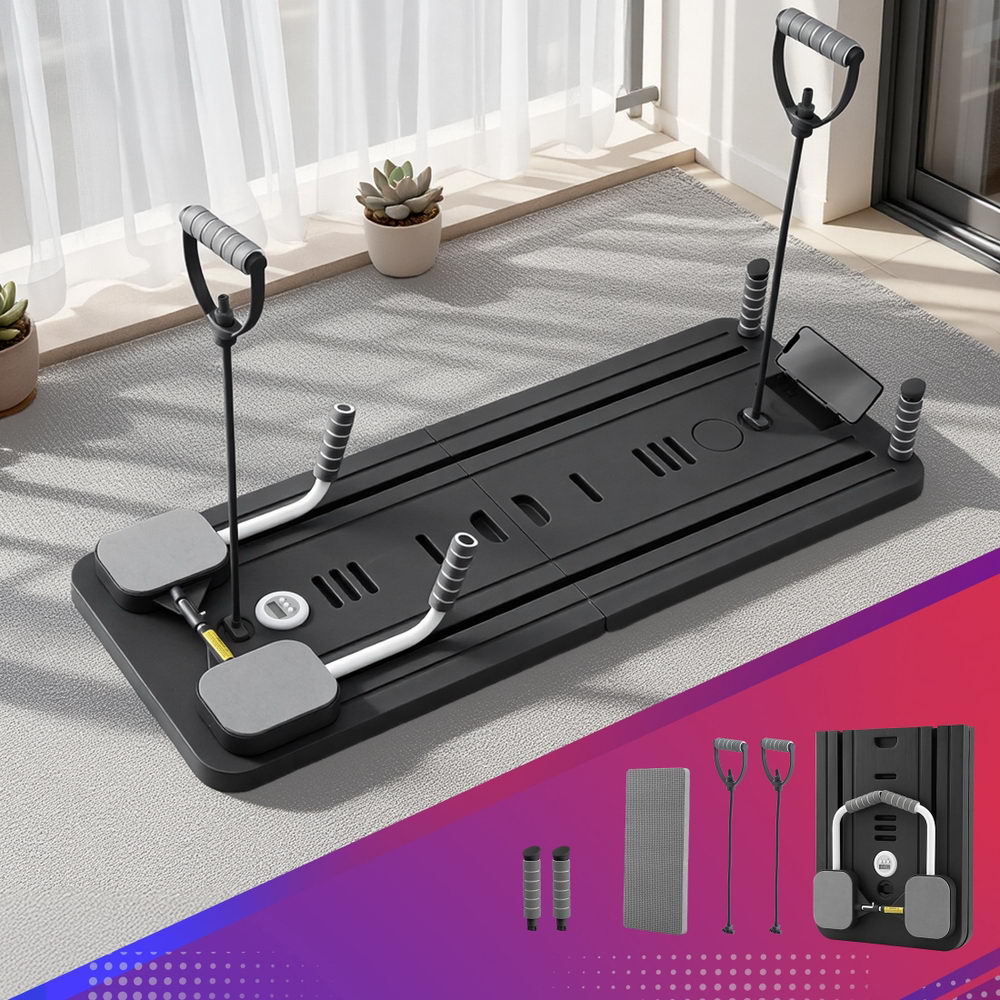 Premium Pilates Board Reformer home Exercise Trainer Black