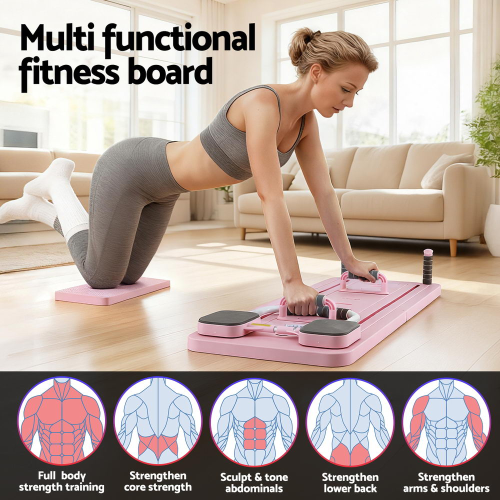 Premium Pilates Board Reformer home Exercise Trainer Pink