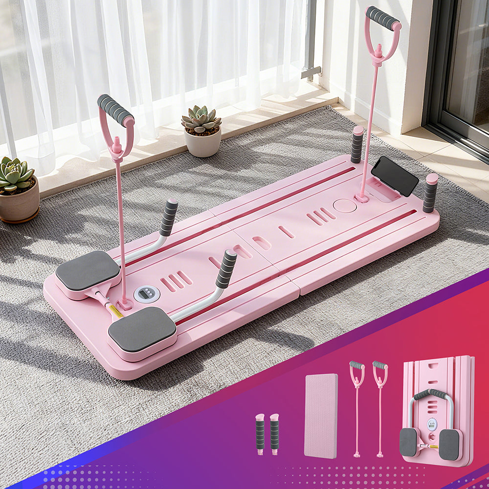 Premium Pilates Board Reformer home Exercise Trainer Pink