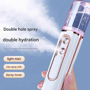 Premium Pink Dual Nozzle Nano Facial Mister - USB Rechargeable Hydrating Spray