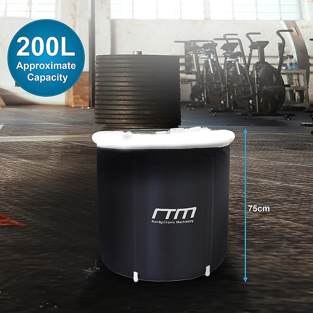 Black 200L cylindrical tank for Premium Portable Ice Bath and Cold Water Therapy