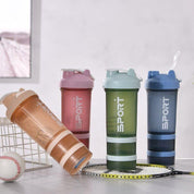Powder Milkshake Drink Cup Sport Water Bottle 500Ml 3 Tier Protein Shaker Pill - Pink - Gift & Novelty > Novelty >