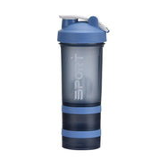 Powder Milkshake Drink Cup Sport Water Bottle 500Ml 3 Tier Protein Shaker Pill - Blue - Gift & Novelty > Novelty >