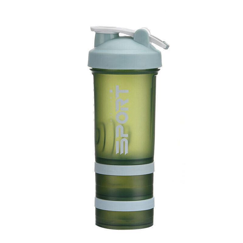 Powder Milkshake Drink Cup Sport Water Bottle 500Ml 3 Tier Protein Shaker Pill - Green - Gift & Novelty > Novelty >