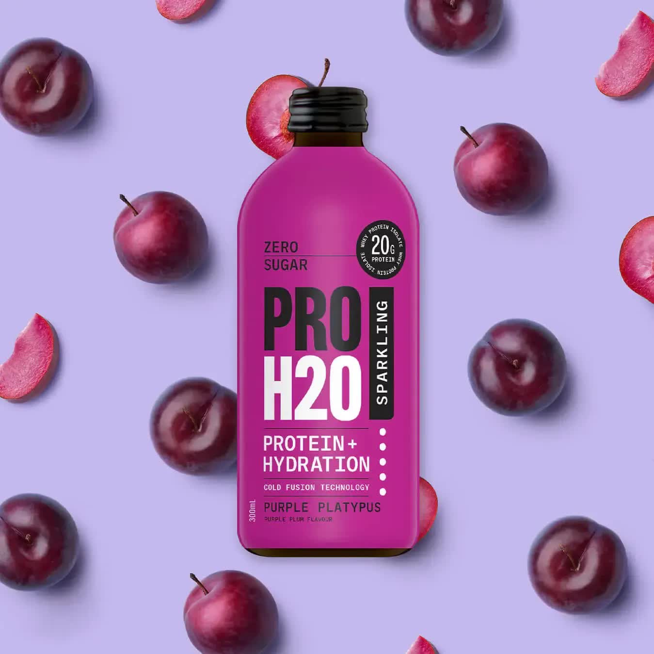 Premium PRO H20 Sparkling Water 20g Protein Hydration Drink Zero Sugar - Purple Platypus