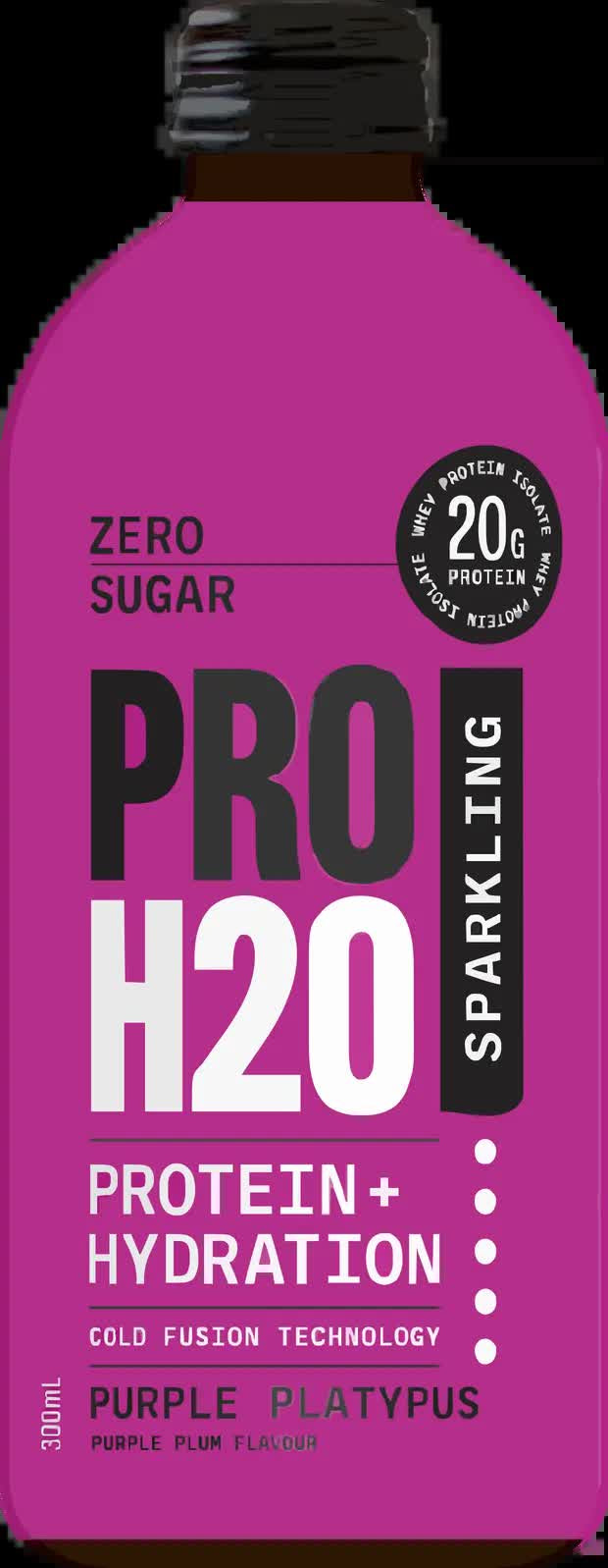 Premium PRO H20 Sparkling Water 20g Protein Hydration Drink Zero Sugar - Purple Platypus