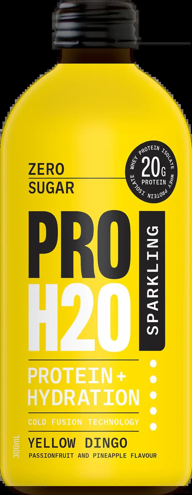 Premium PRO H20 Sparkling Water 20g Protein Hydration Drink Zero Sugar - Yellow Dingo