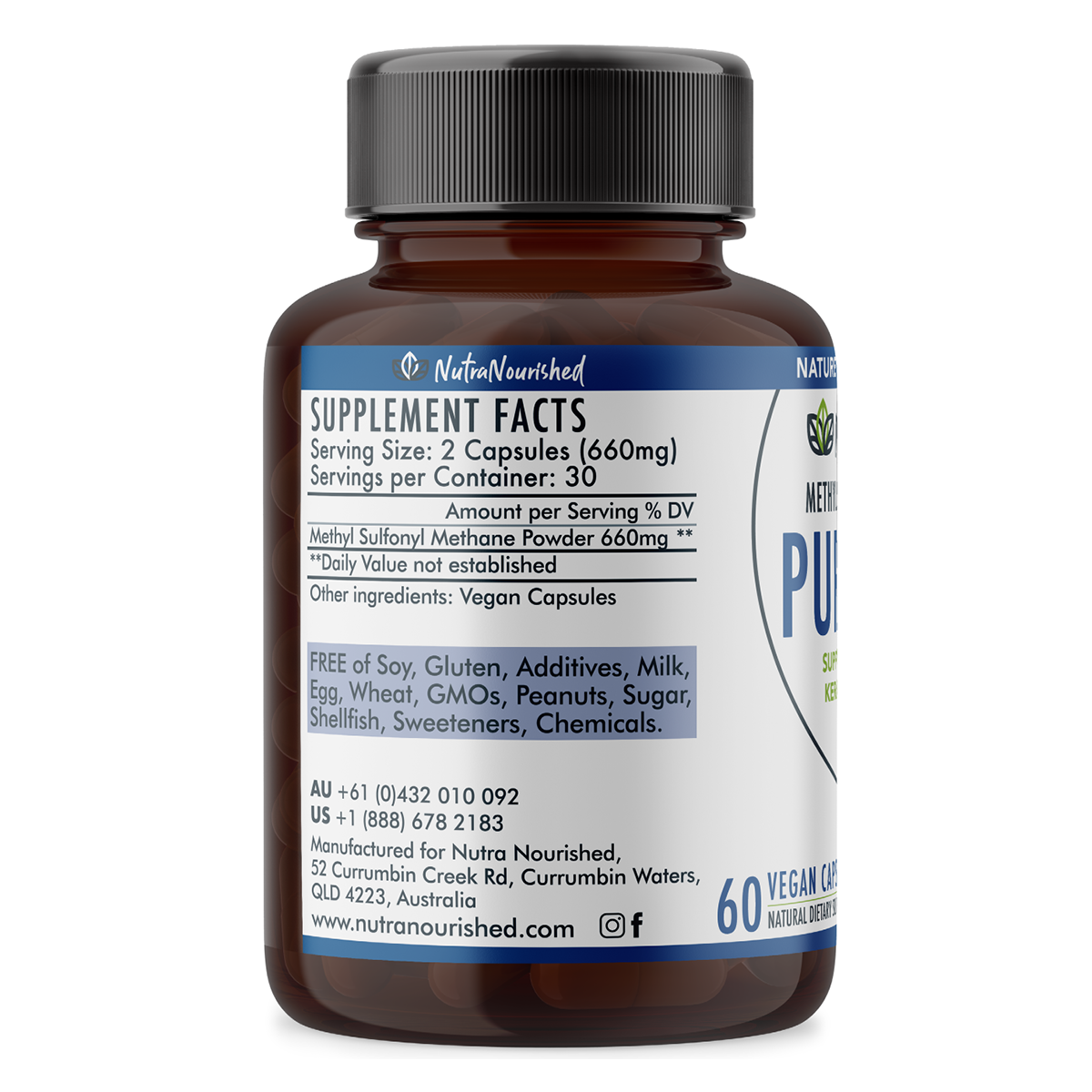Pure MSM Capsules - Methyl Sulfonyl Methane - (660mg) 60 Vegan Capsules/1 Month - Commercial > Commercial Others >