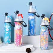 Premium Red 500ML Insulated Sports Water Bottle with Cooling Mist - Triple-Layer Design Keeps Drinks Cold for Hours - Portable PE Misting Bottle