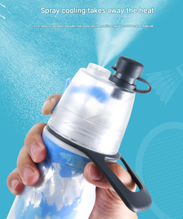 Premium Red 500ML Insulated Sports Water Bottle with Cooling Mist - Triple-Layer Design Keeps Drinks Cold for Hours - Portable PE Misting Bottle