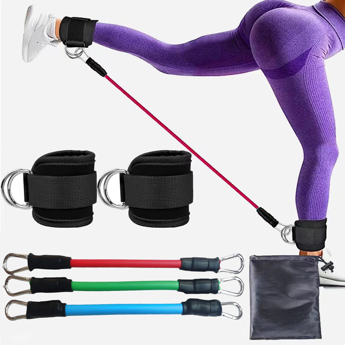 Premium Red-blue-green Silver SnapResistance Bands Set with Ankle Straps for Glute Kickbacks & Leg Workouts (10-30lbs)