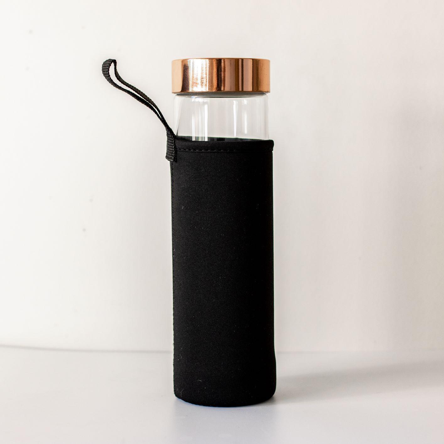 Rose Gold Crystal Bottle with Gemstone Base and Tea Infuser - Food & Beverage > Pantry > Teas & Accessories