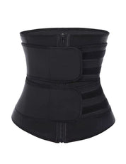 Premium Size 5XL Black Womens Sweat-Enhancing Waist Trainer Belt - Dual Strap Zipper Tummy Control Cincher for Workout & Postpartum Shaping