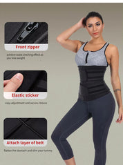 Premium Size M Black Womens Sweat-Enhancing Waist Trainer Belt - Dual Strap Zipper Tummy Control Cincher for Workout & Postpartum Shaping