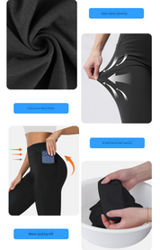 Premium Size M Grey Women's Mid Waist Plush Leggings with Pockets - Autumn and Winter Leggings with Pockets