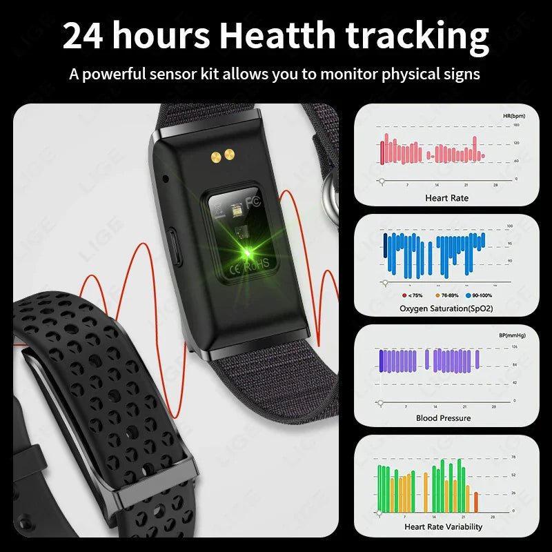Premium Smart Fitness Bracelet with 24H Heart Rate Black