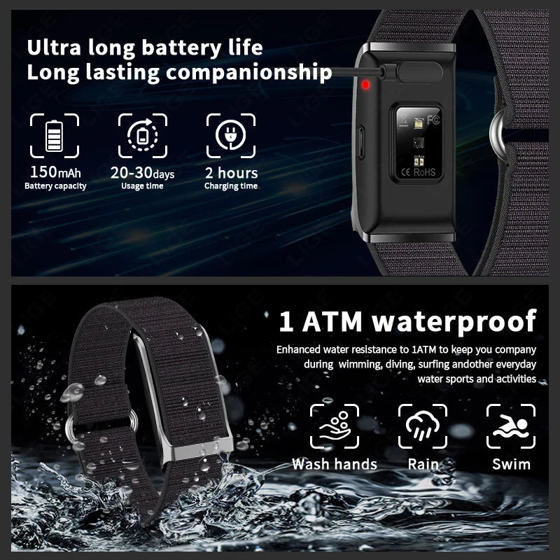 Premium Smart Fitness Bracelet with 24H Heart Rate Black