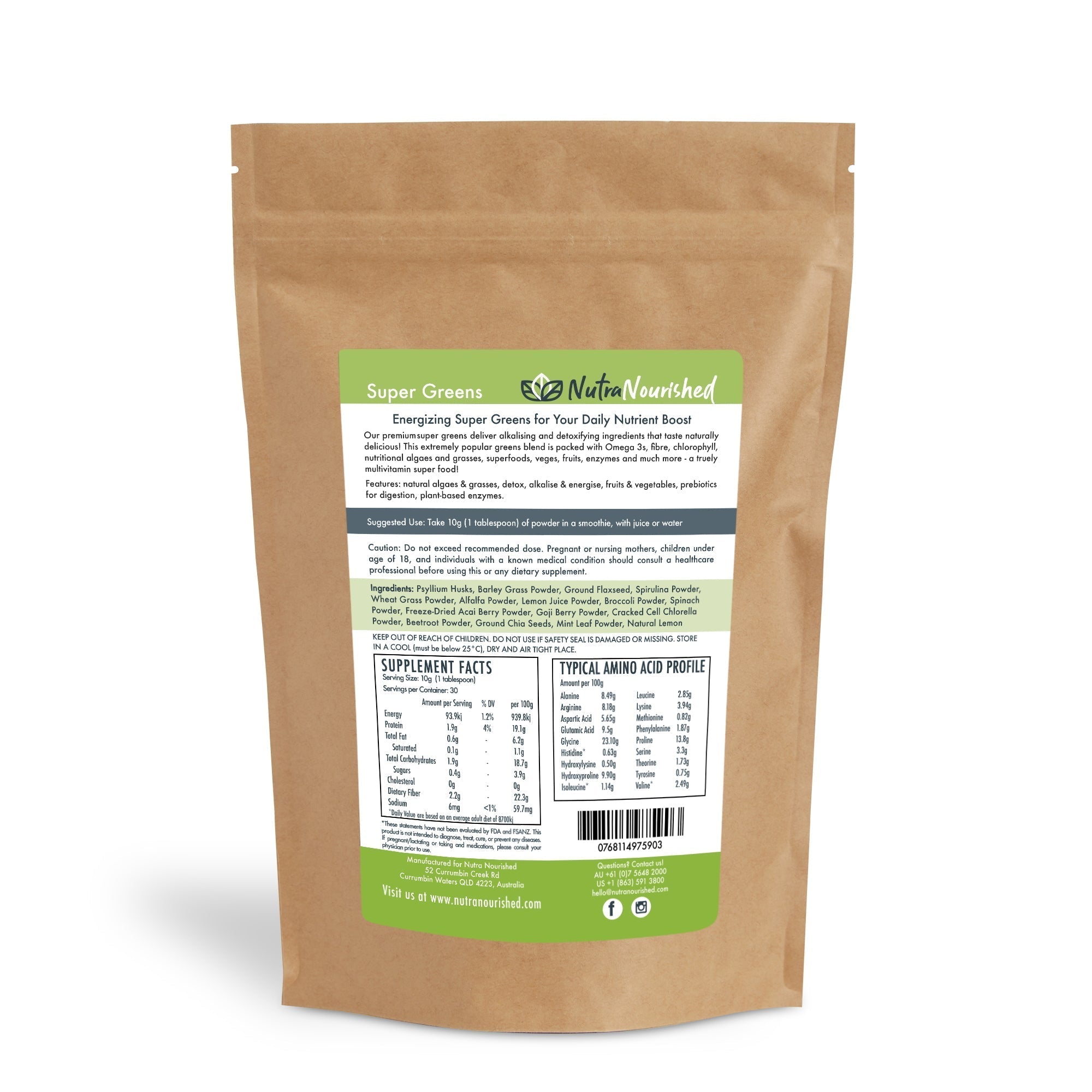Super Greens Powder - Energising Superfood Blend - Nutrients and Vitamins of 20 Greens - 300g - Commercial > Commercial
