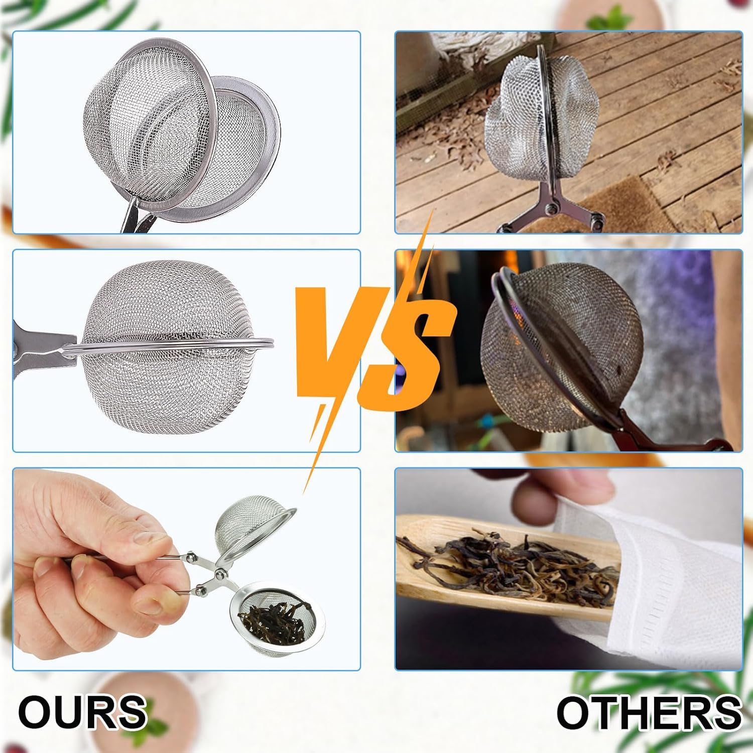 Premium Tea Strainers for Loose Tea, 4 Pack Tea Infuser with Handle Fine Mesh Tea Ball Filter Tea Diffusers Steeper for Loose Leaf Tea, Spices, Seasonings