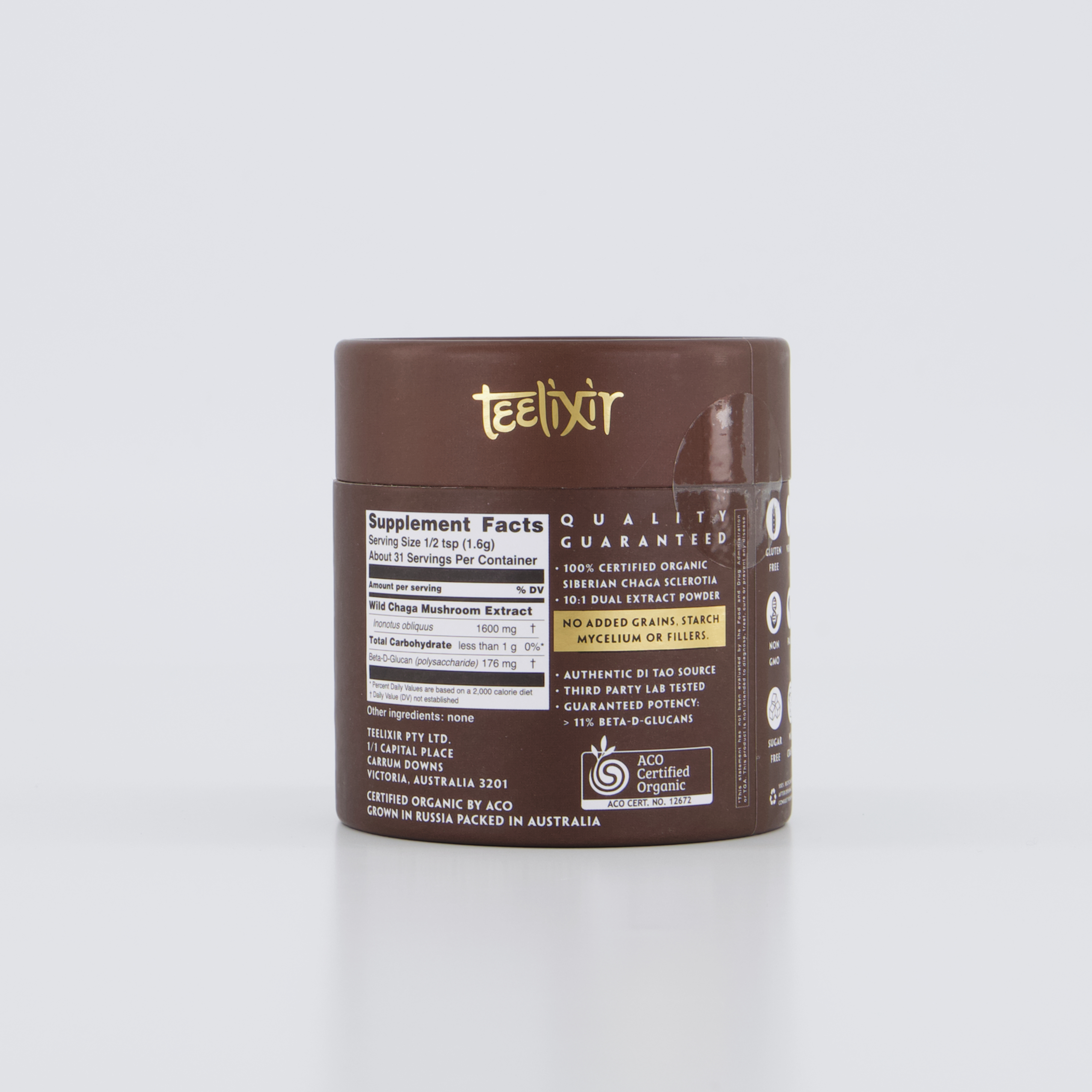 Teelixir Organic Chaga Mushroom 250g - Health & Beauty > Nutrition & Supplements > Vitamins & Supplements