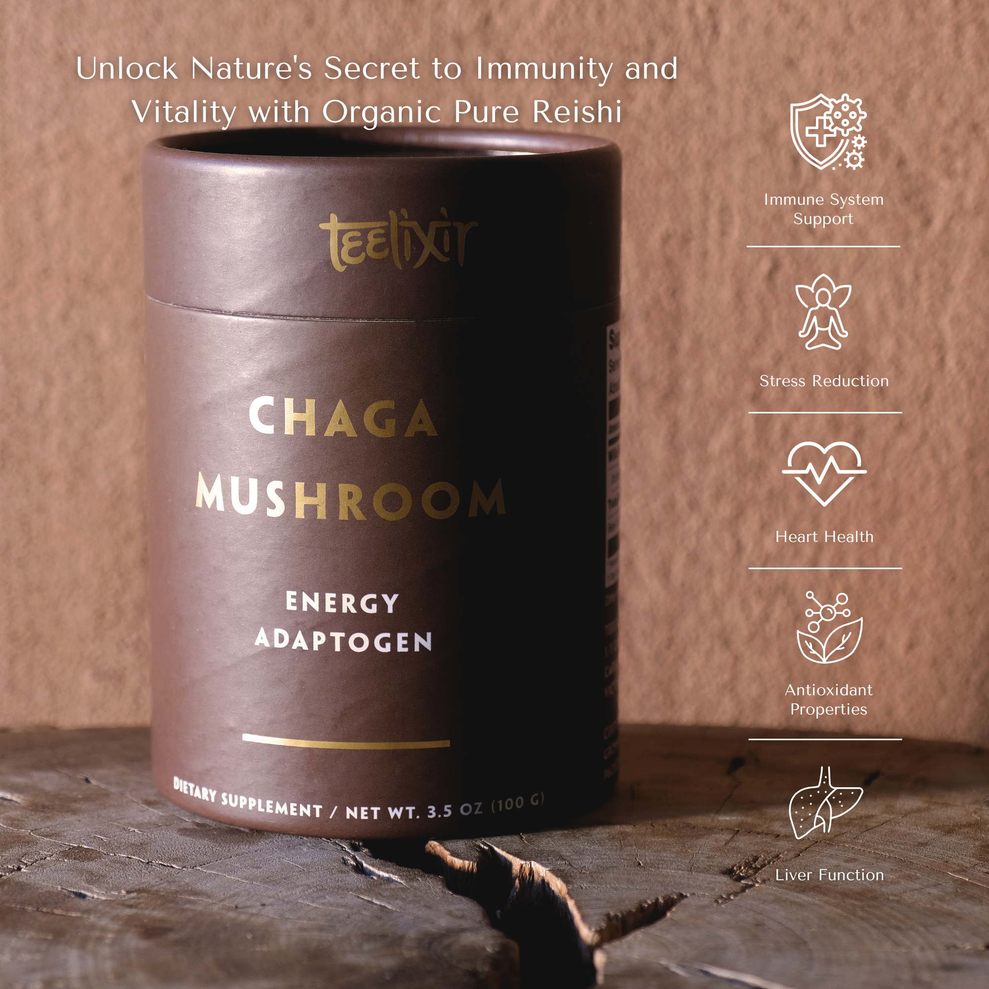 Teelixir Organic Chaga Mushroom 250g - Health & Beauty > Nutrition & Supplements > Vitamins & Supplements