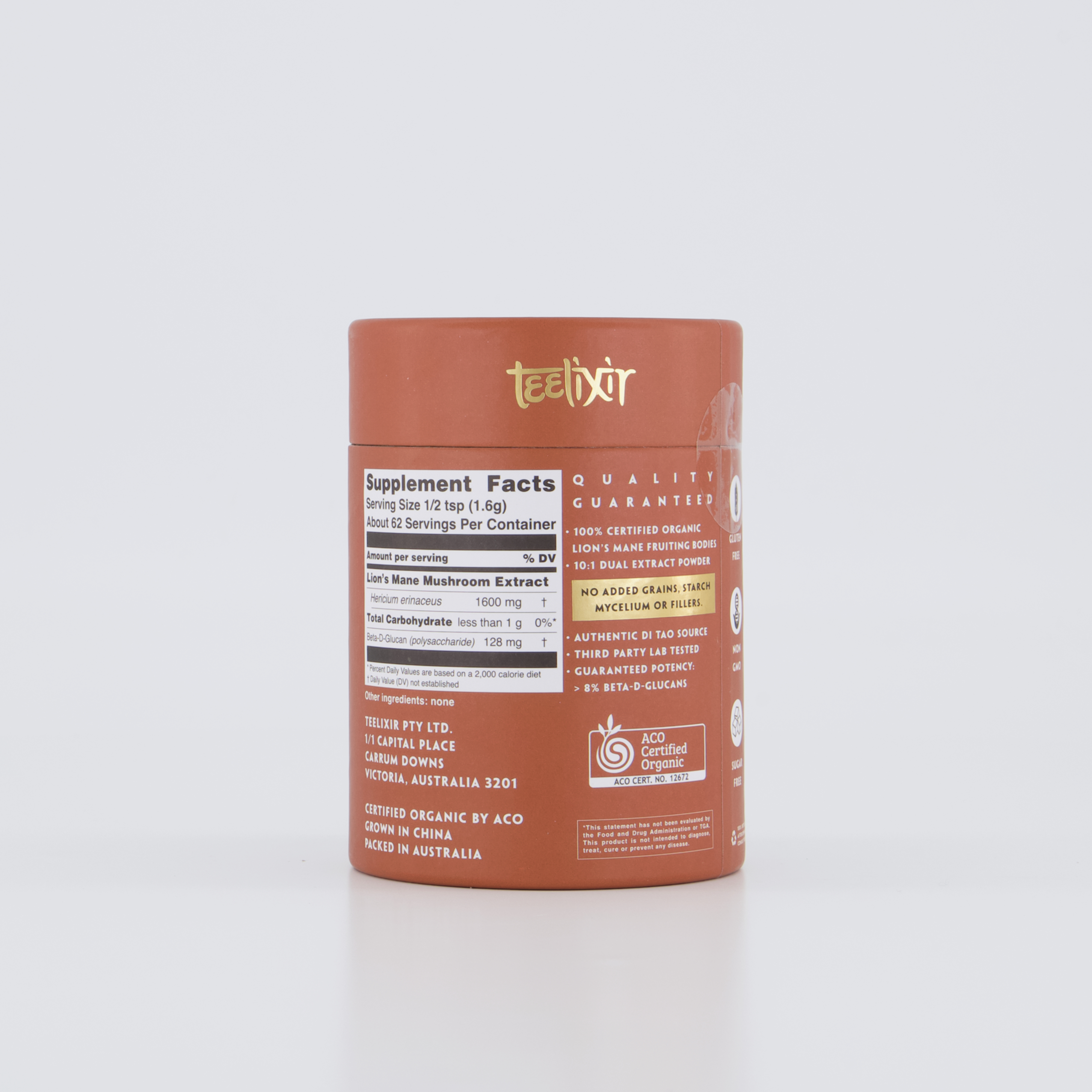 Teelixir Organic Lion’s Mane Mushroom 500g - Health & Beauty > Nutrition & Supplements > Vitamins & Supplements
