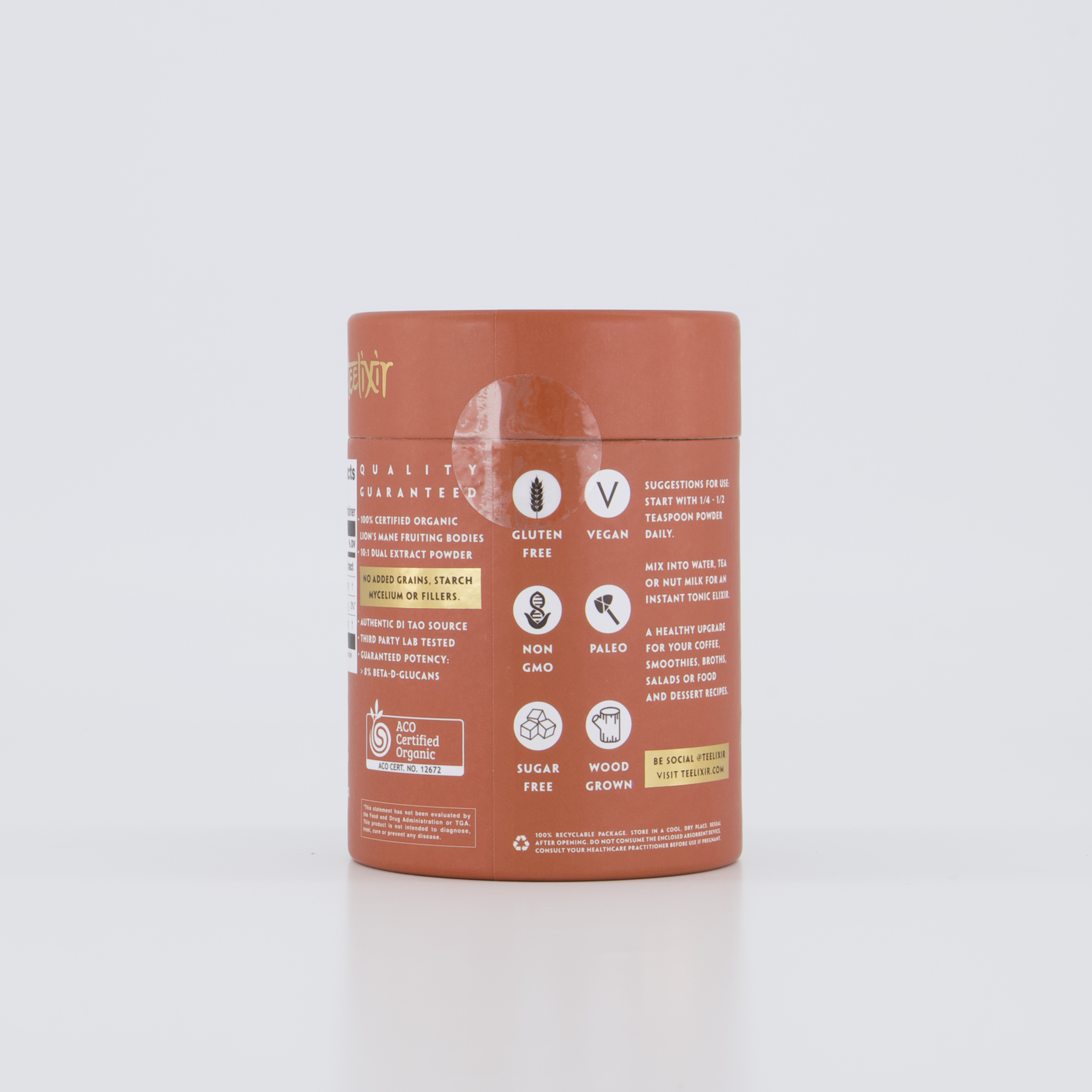 Teelixir Organic Lion’s Mane Mushroom 500g - Health & Beauty > Nutrition & Supplements > Vitamins & Supplements