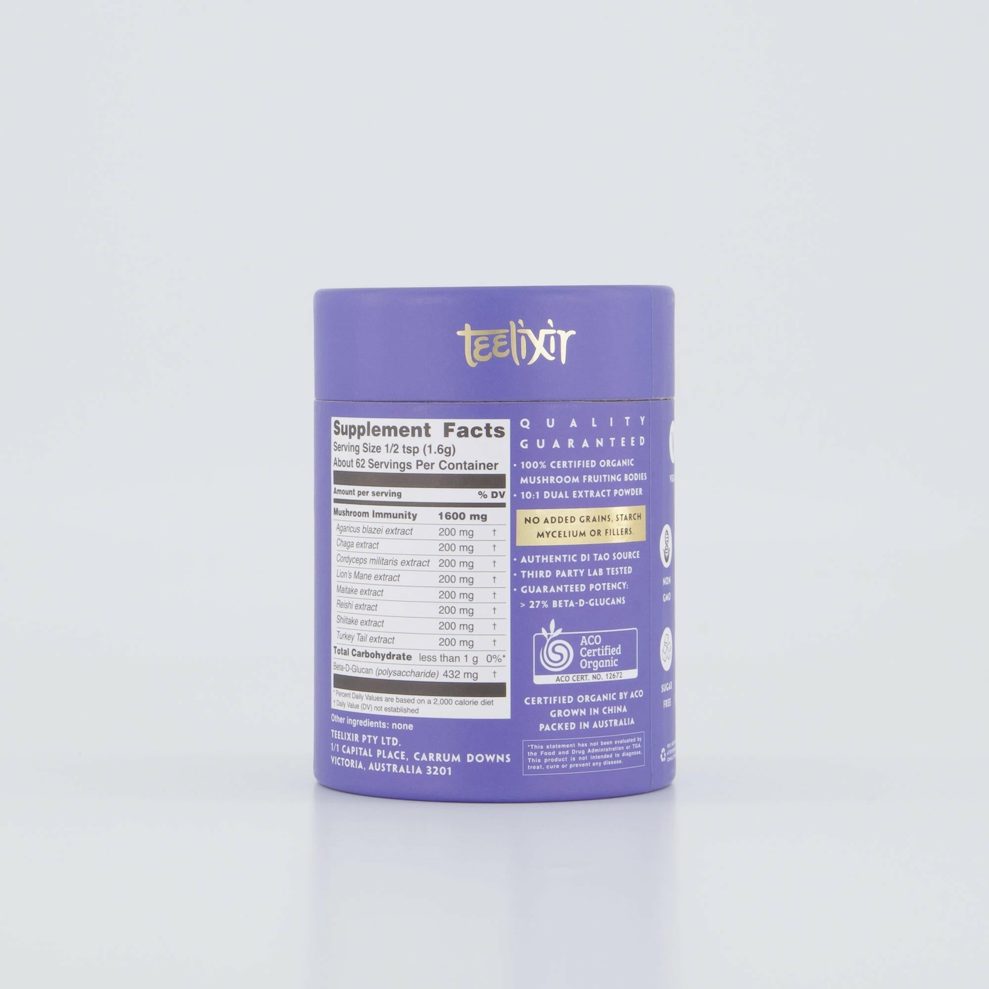 Teelixir Organic Mushroom Immunity 500g - Health & Beauty > Nutrition & Supplements > Vitamins & Supplements
