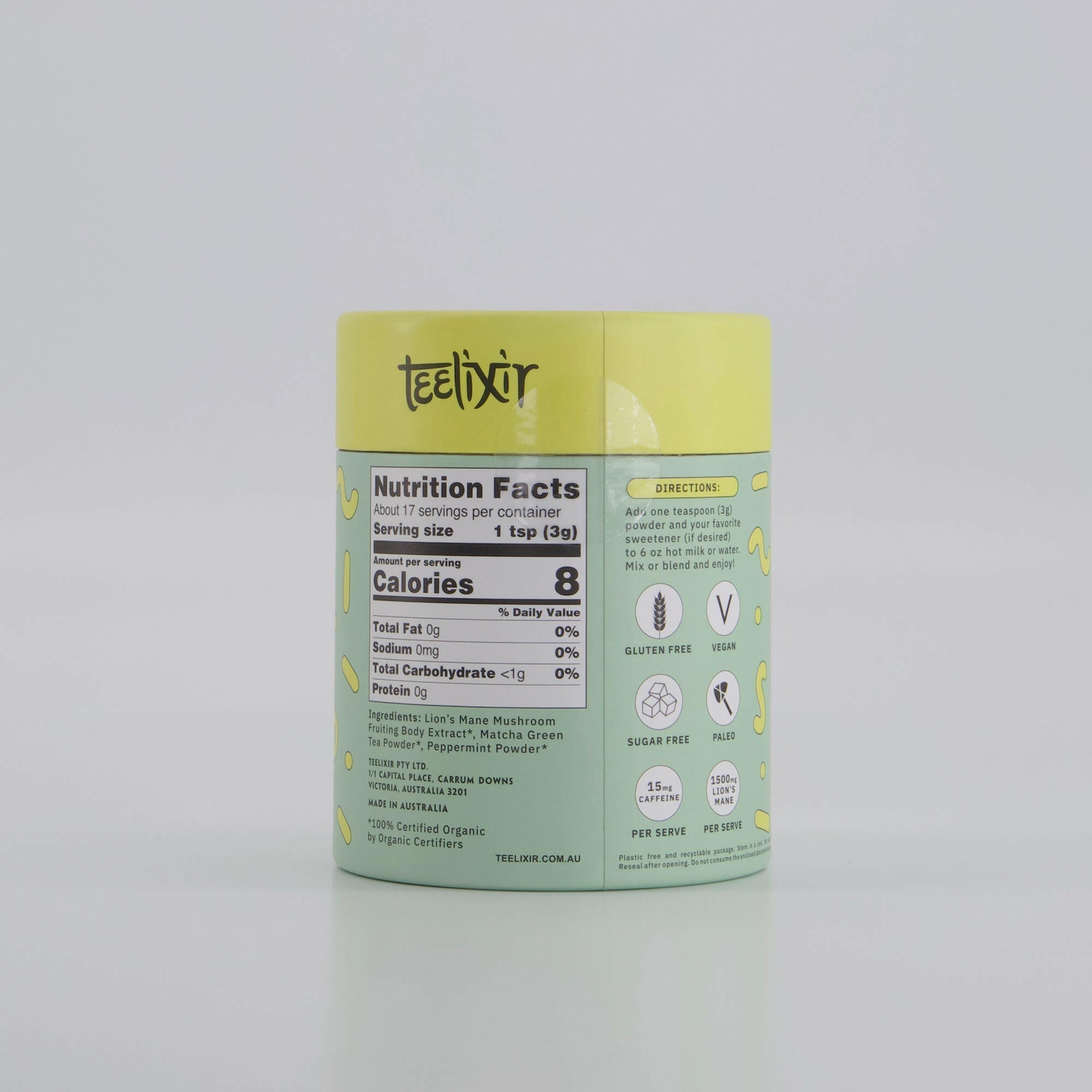 Teelixir Organic Mushroom Matcha Latte 500g - Health & Beauty > Nutrition & Supplements > Vitamins & Supplements