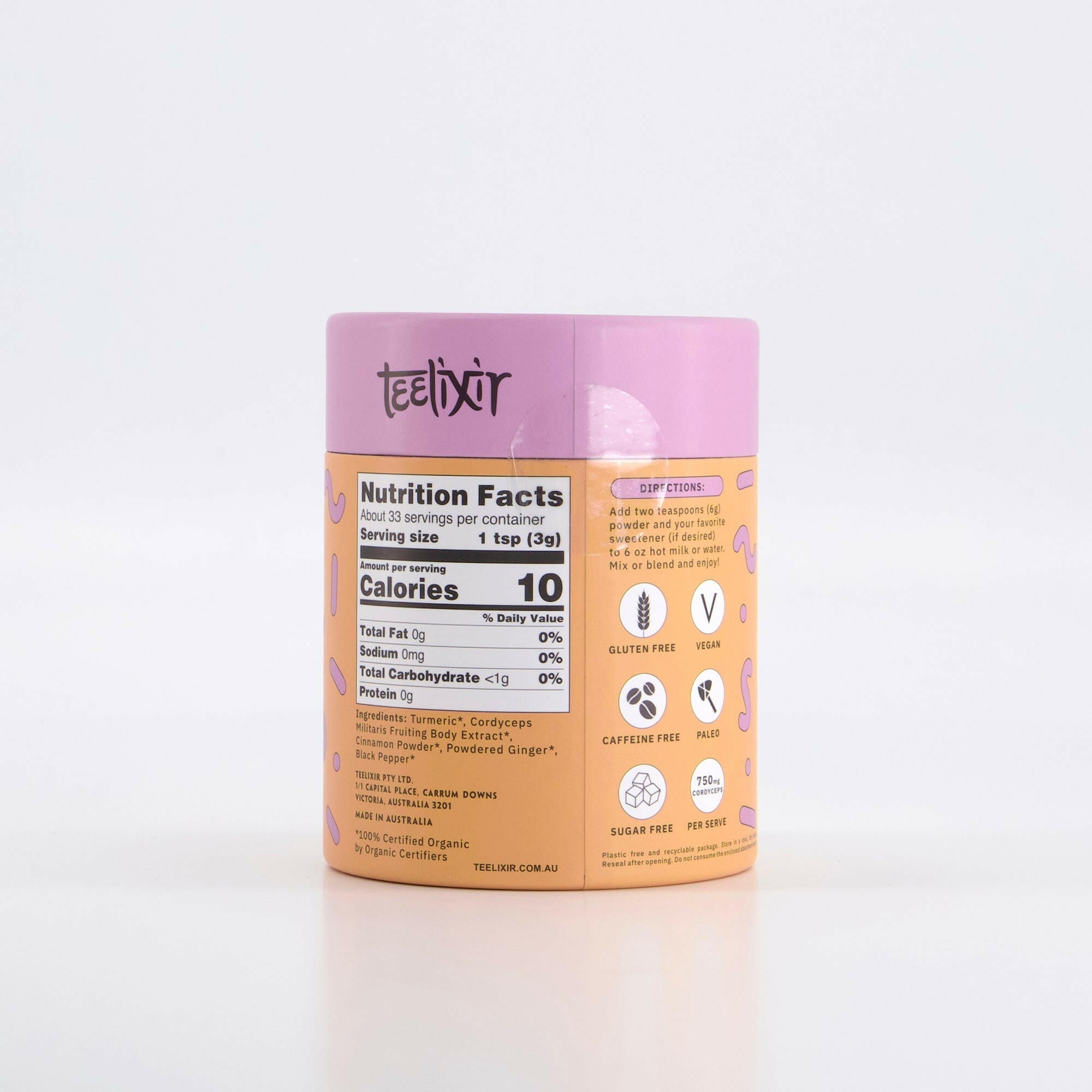 Teelixir Organic Mushroom Turmeric Latte 100g - Health & Beauty > Nutrition & Supplements > Vitamins & Supplements