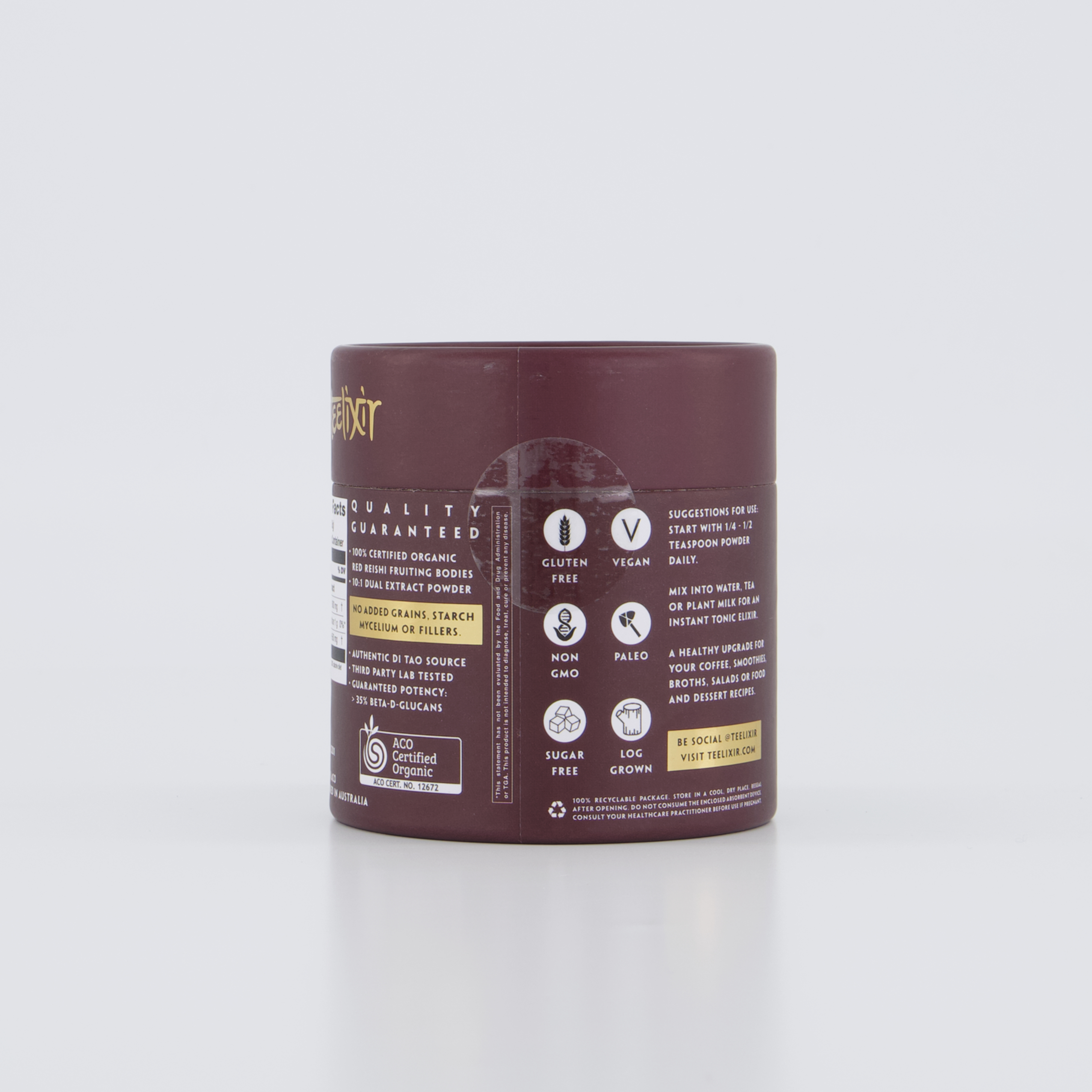 Teelixir Organic Reishi Mushroom 500g - Health & Beauty > Nutrition & Supplements > Vitamins & Supplements