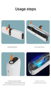 Premium Travel UVC Toothbrush Sanitizer Box - Magnetic Closure, Rechargeable