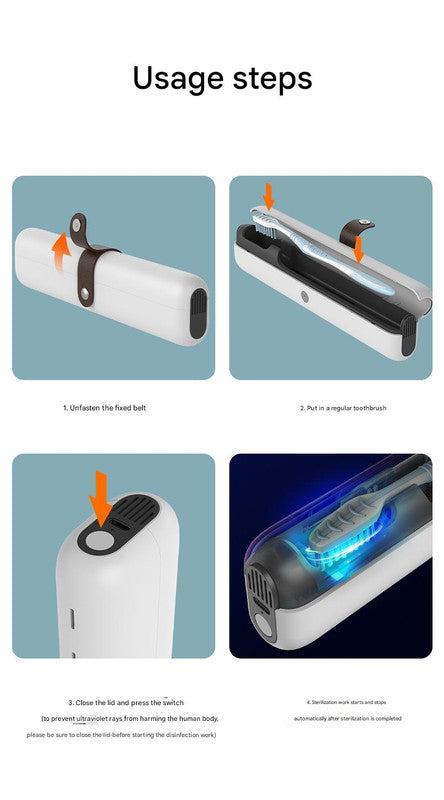 Premium Travel UVC Toothbrush Sanitizer Box - Magnetic Closure, Rechargeable