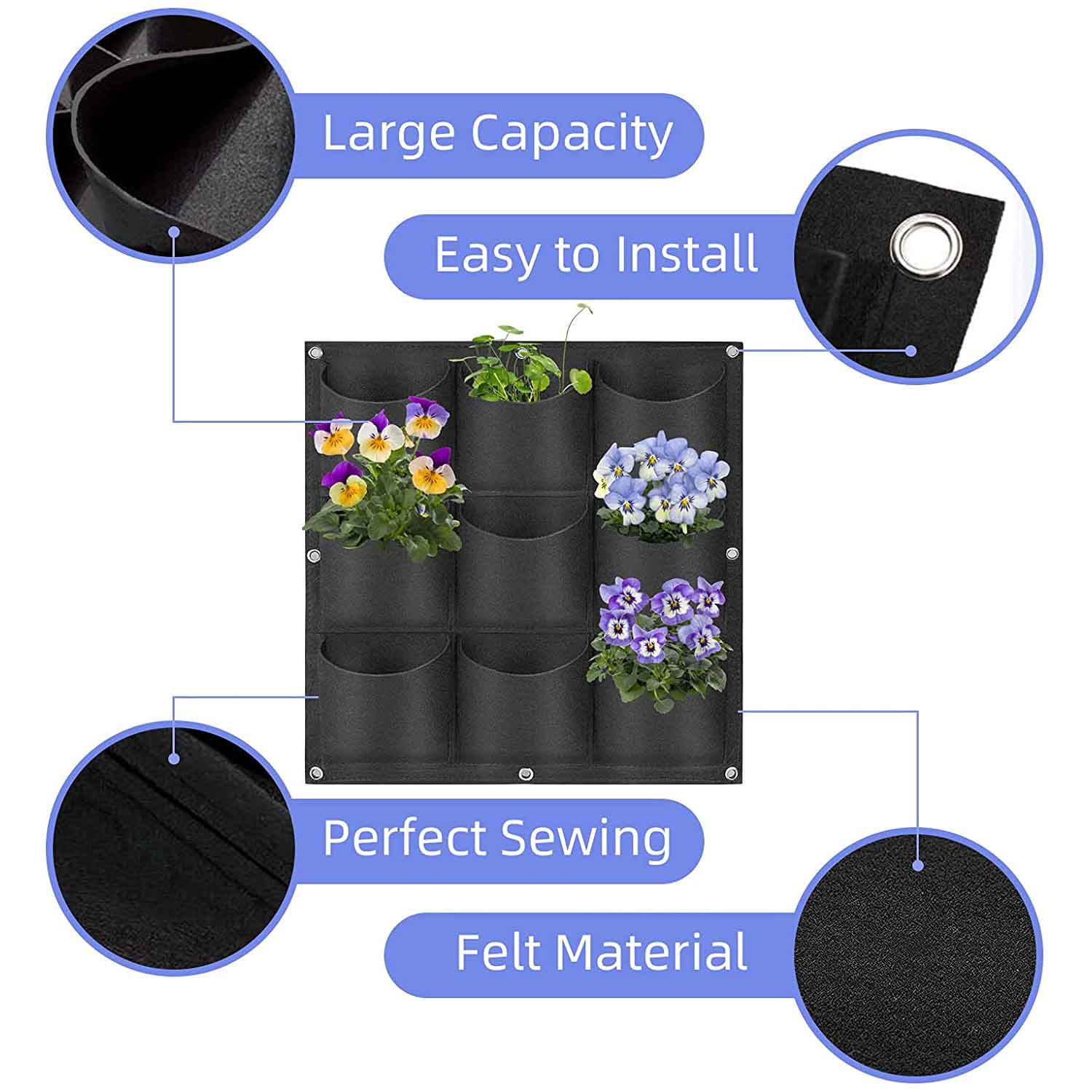 Premium Wall Hanging Planter Planting Grow Bag Vertical Garden
