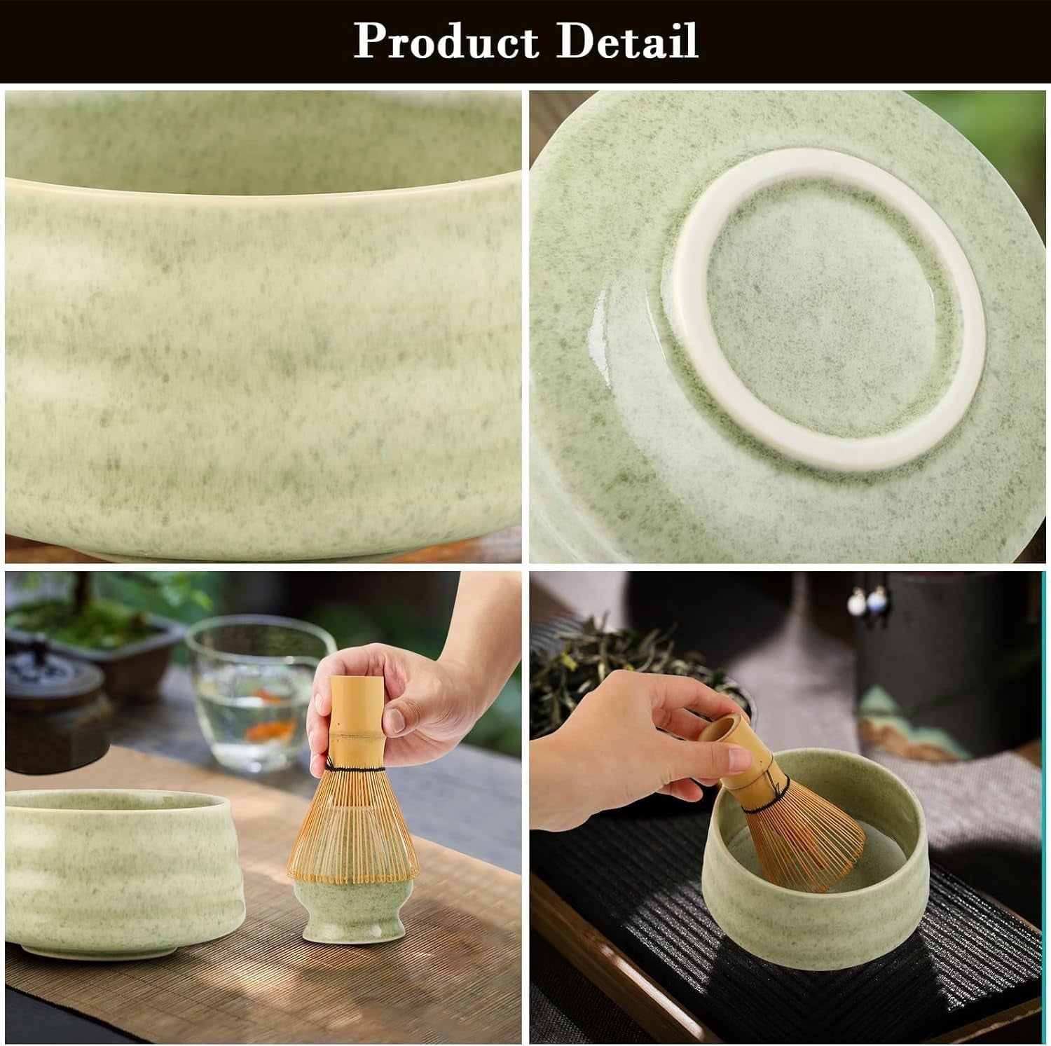 Premium White Ceremony 4-Piece Matcha Ceramic Tool Set - Gift Box with Whisk (Chasen), Whisk Holder (Chasen Kuse-Naoshi), Bowl, and Scoop