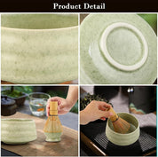 Premium White Ceremony 4-Piece Matcha Ceramic Tool Set - Gift Box with Whisk (Chasen), Whisk Holder (Chasen Kuse-Naoshi), Bowl, and Scoop